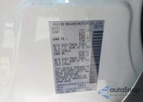 2025 Nissan Frontier S 4X2 z USA, uszkodzony, nr VIN 1N6ED1EJ6SN611977